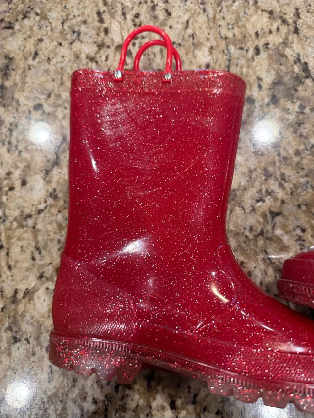 Amazon Kids Red Glitter Rain & Snow Boots